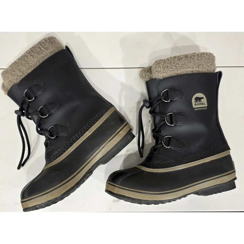 Sorel Yoot Pac Winter Boots Waterproof Insulated Black Snow Unisex Youth 4